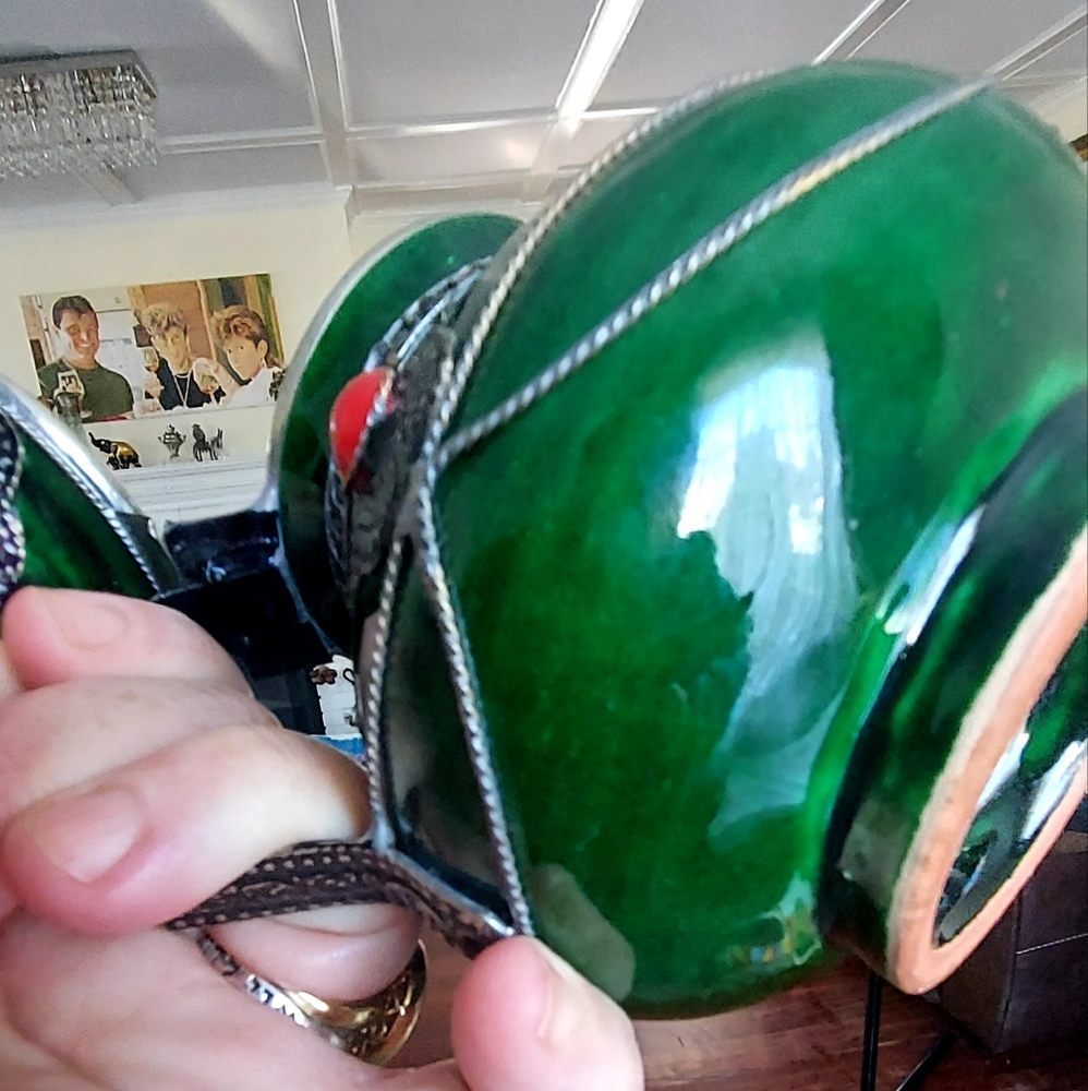 Traditional vintage ceramic and silver metal filigree Moroccan tea/coffe pot. - Picture 2 of 12